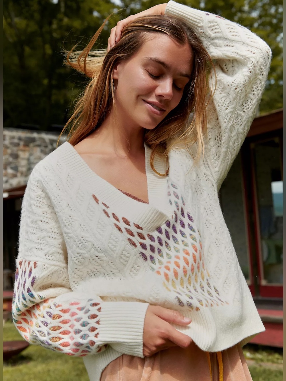 Mauve Anthropologie lambswool v neck sweater